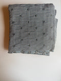 Black and White plaid cotton with Bee accent embroidery - Deadstock