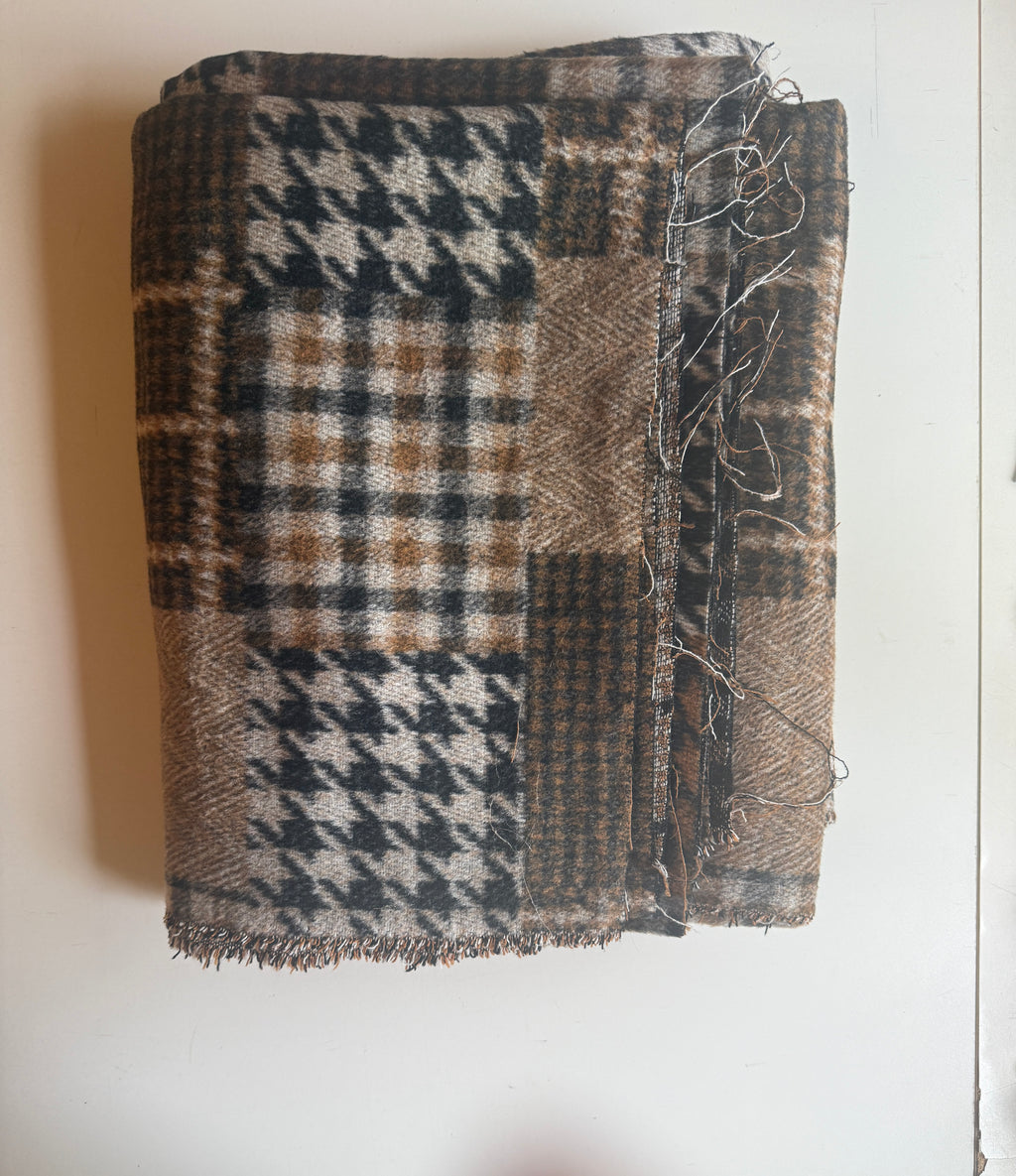 Mixed houndstooth and plaid print faux wool - Deadstock Joann's