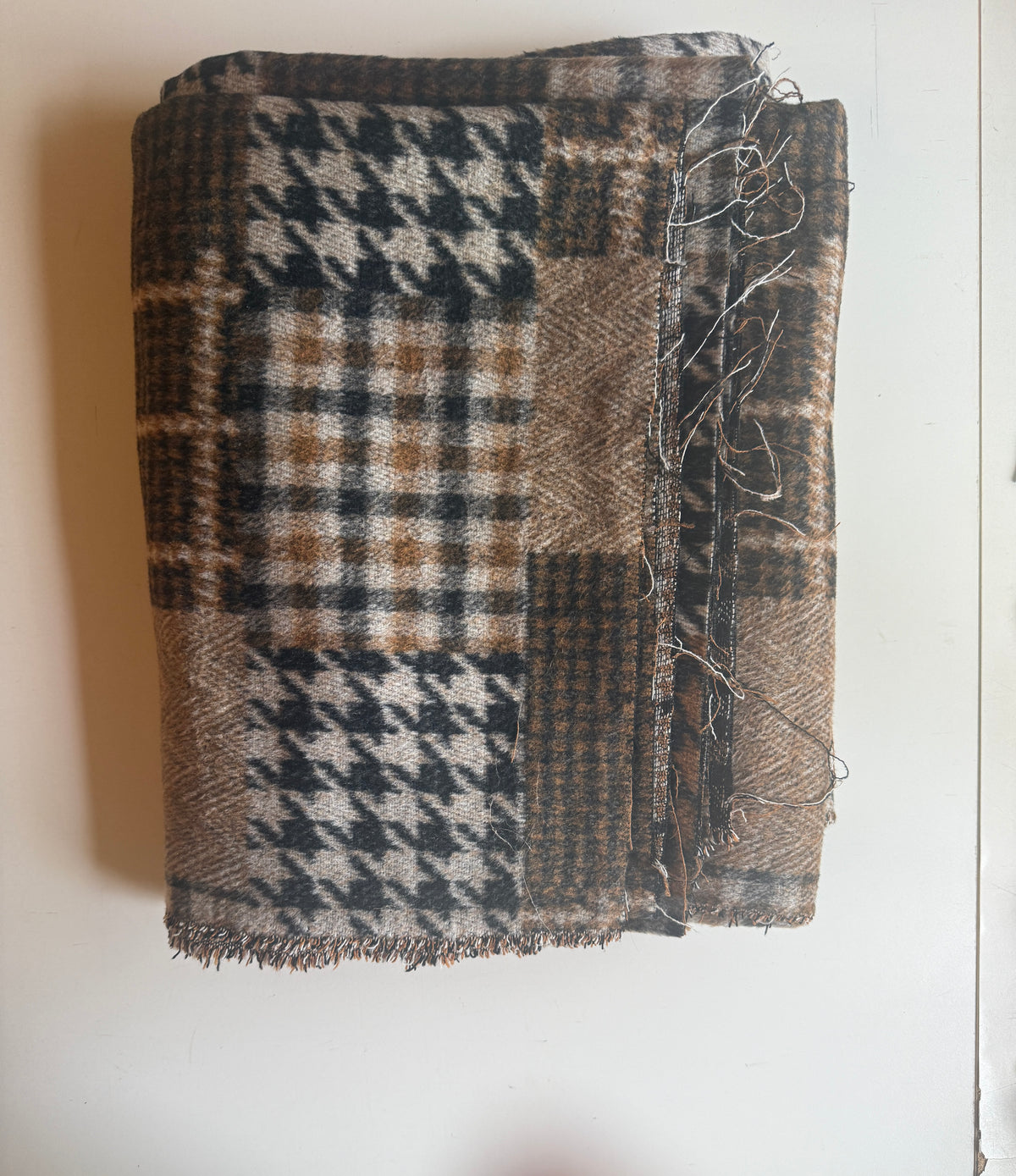 Mixed houndstooth and plaid print faux wool - Deadstock Joann's