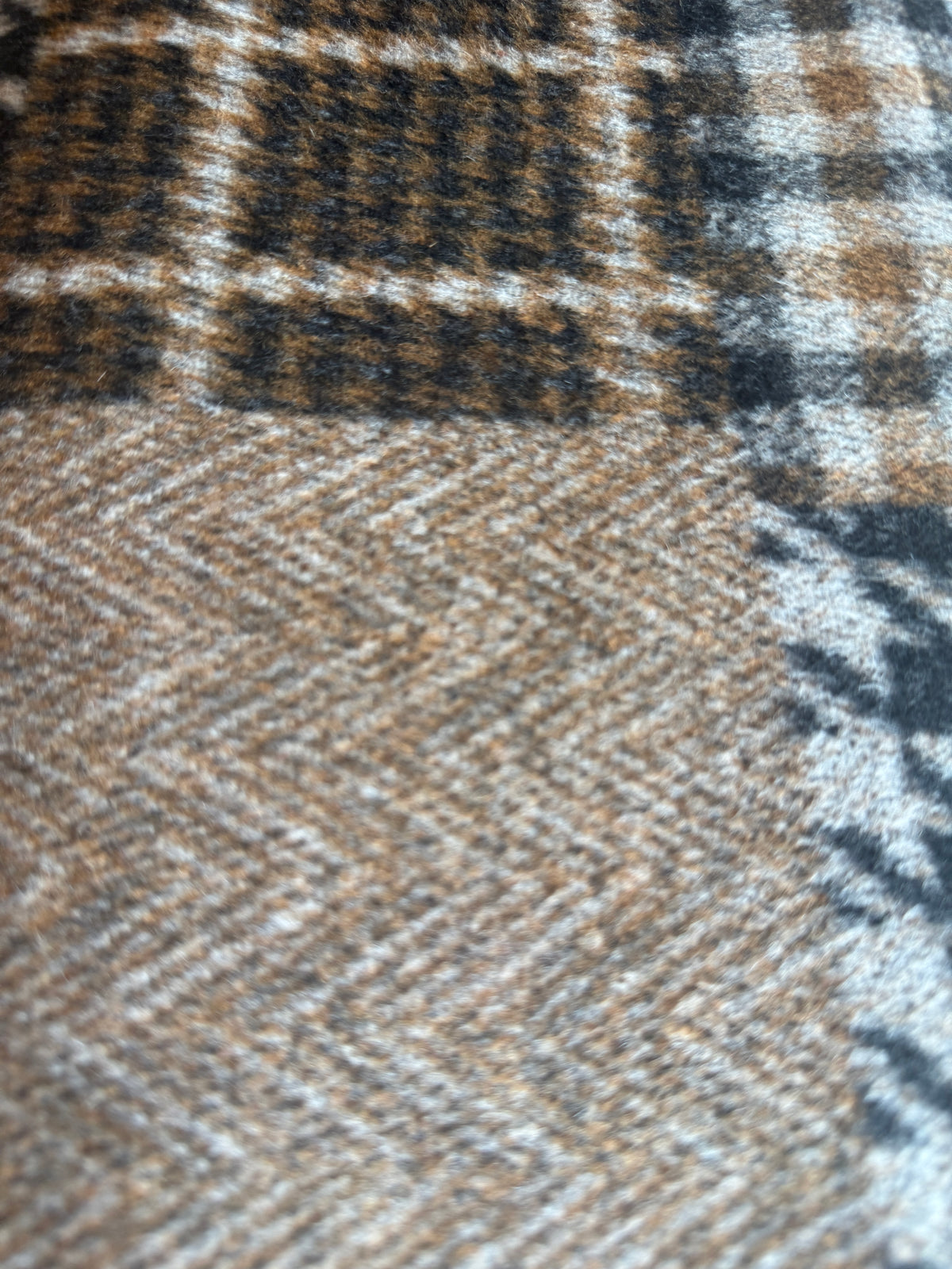 Mixed houndstooth and plaid print faux wool - Deadstock Joann's