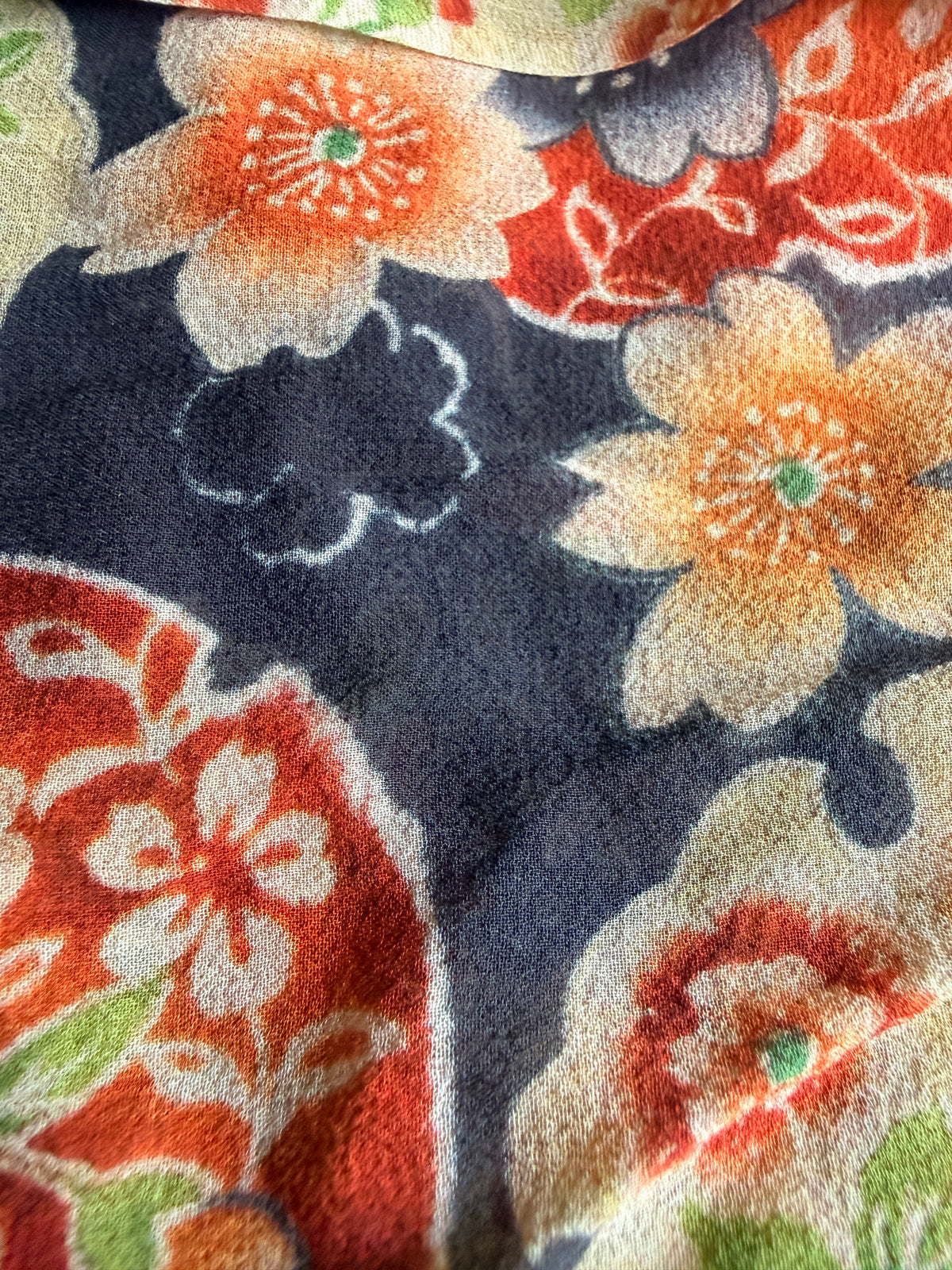 Japanese-inspired floral silk chiffon - Deadstock