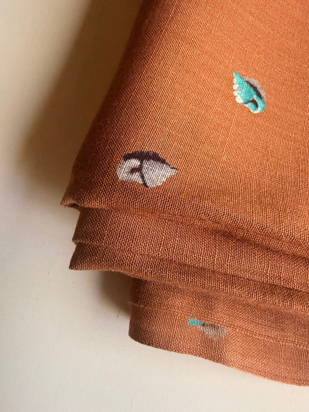Fish Print rust-colored Linen