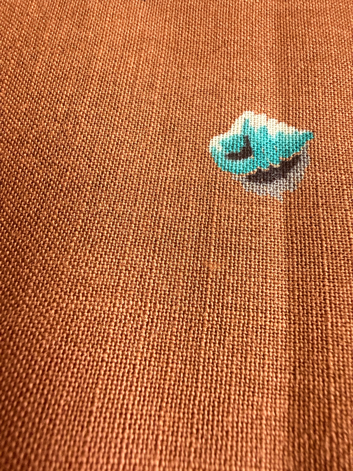 Fish Print rust-colored Linen