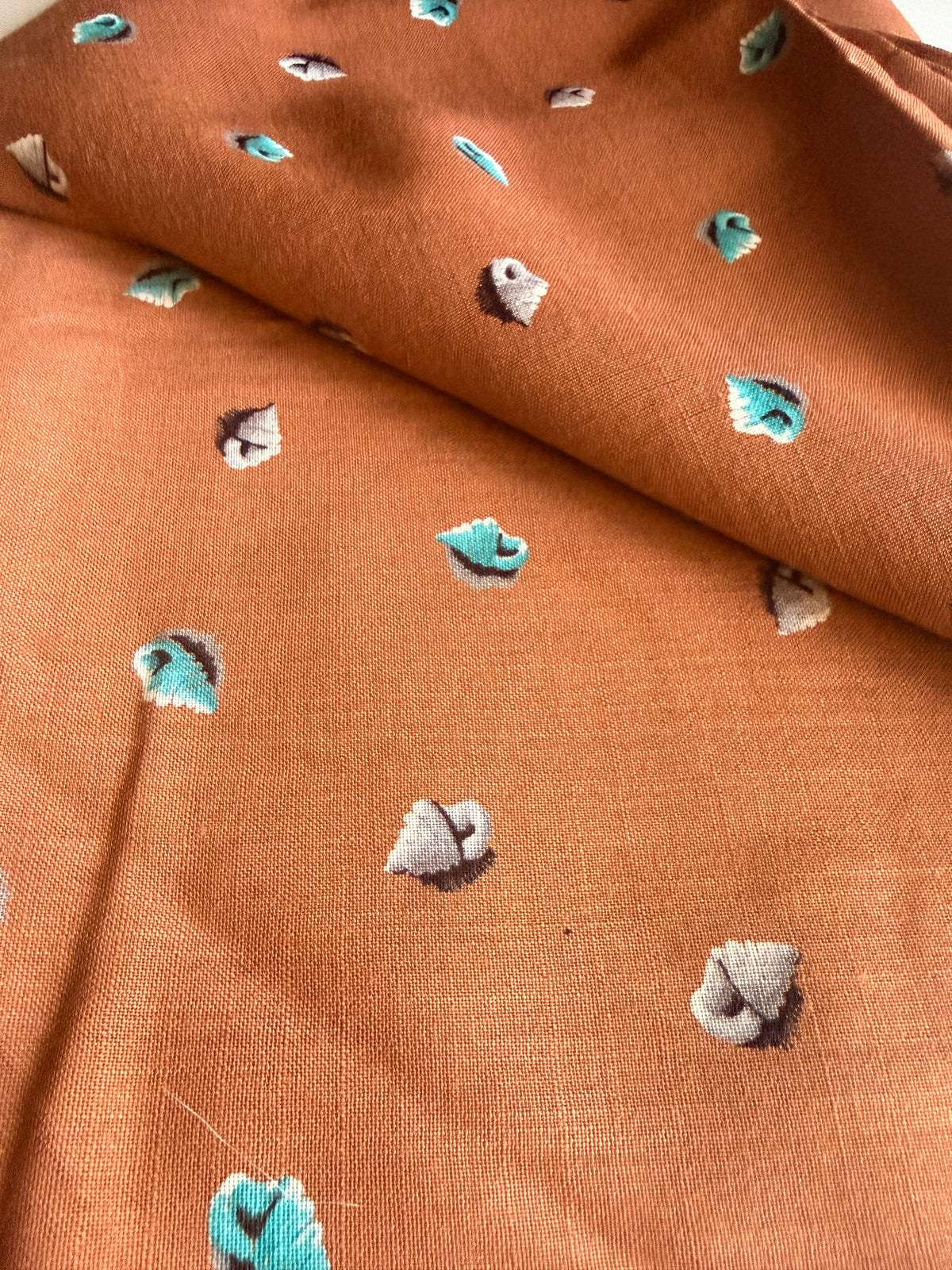 Fish Print rust-colored Linen