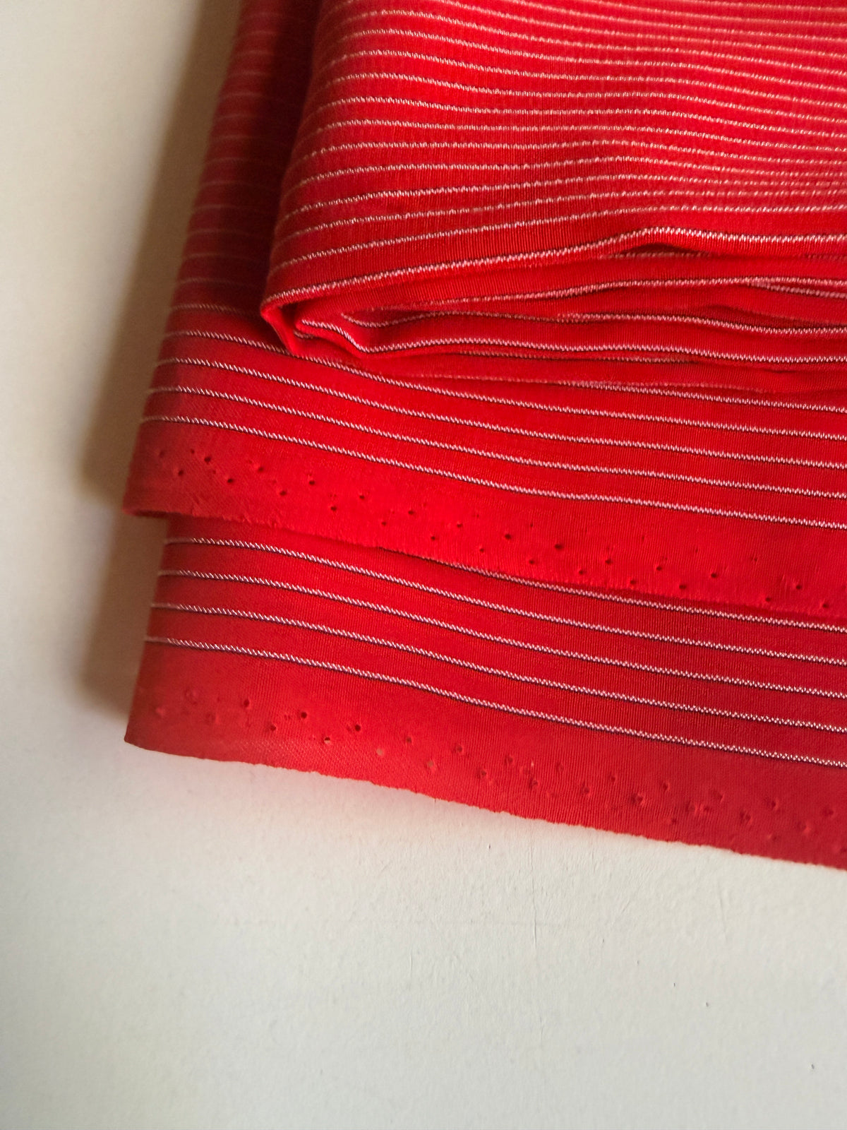 Peppermint Red, black and white Pinstripes