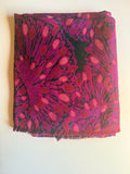 Yarn knit large pink floral print with gold accent