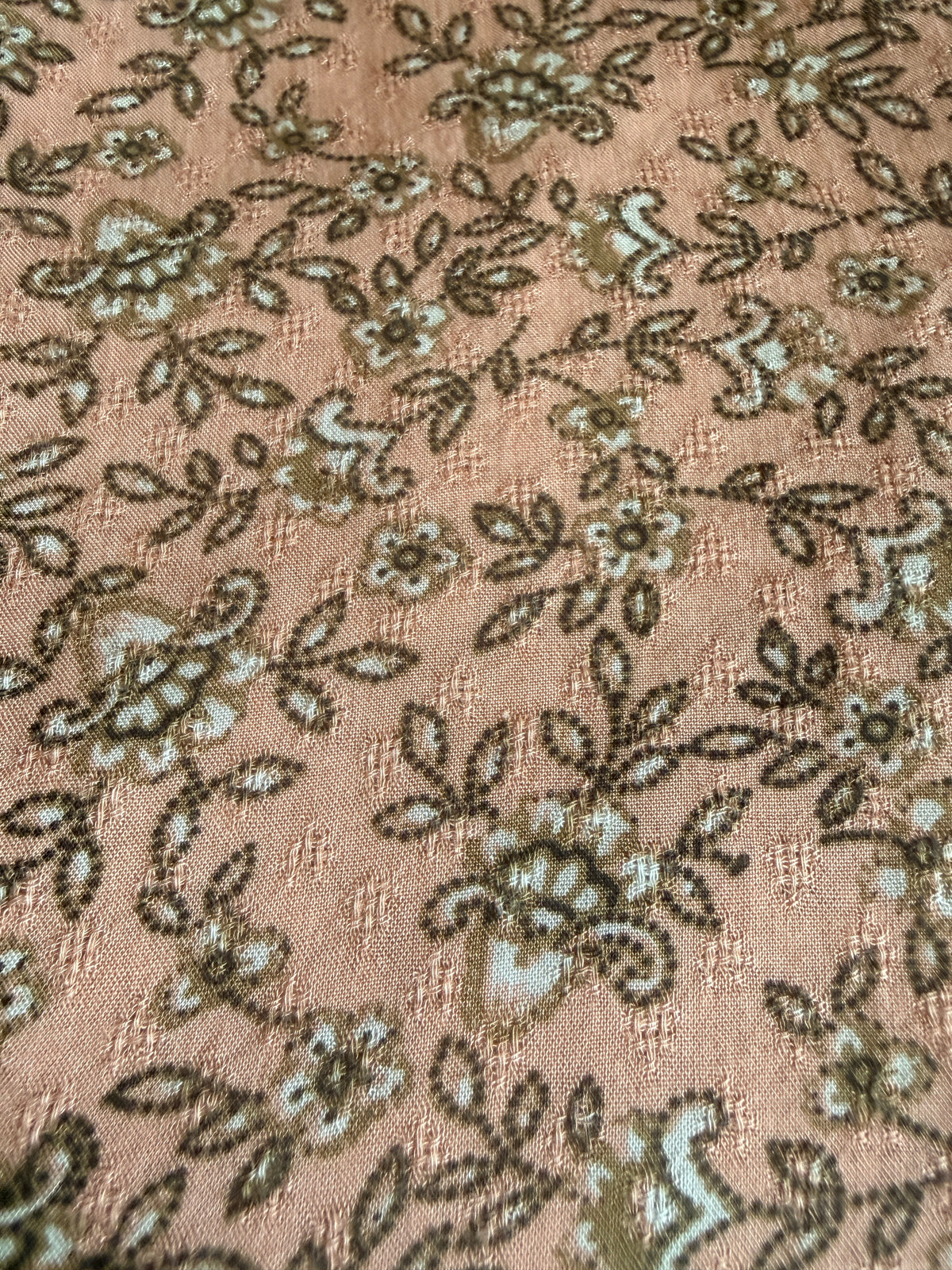Peach and Cream Floral Cotton Pointelle