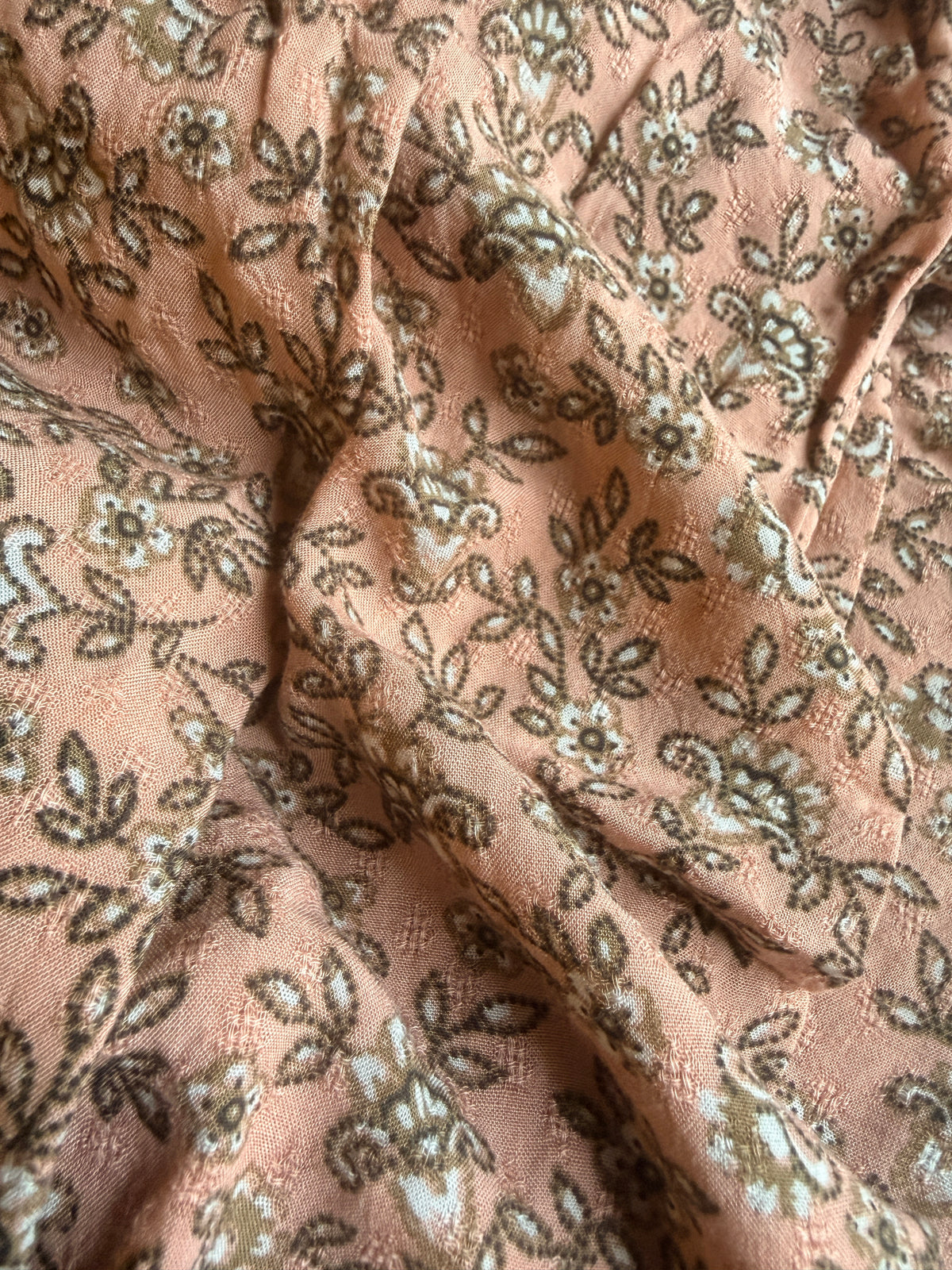 Peach and Cream Floral Cotton Pointelle