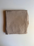 Neutral toned windowpane checkered pattern linen