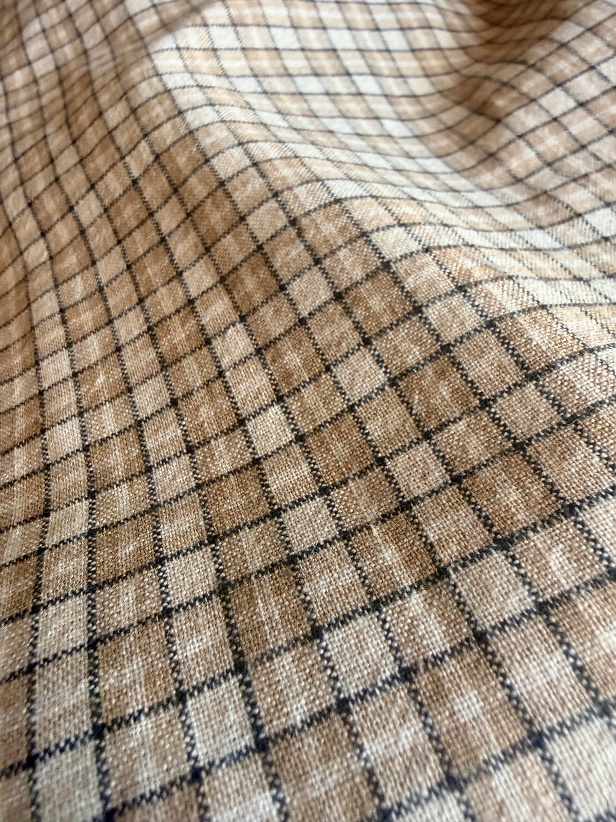 Neutral toned windowpane checkered pattern linen