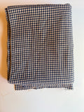 Dark navy and cream checkered cotton linen