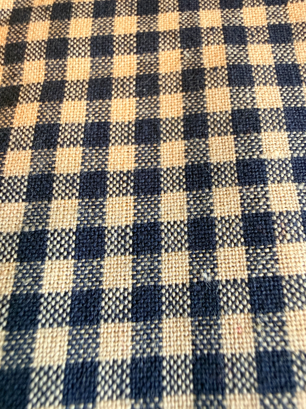 Dark navy and cream checkered cotton linen