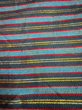 Horizontal multi-colored stripes with thin metallic gold and red accents- Deadstock